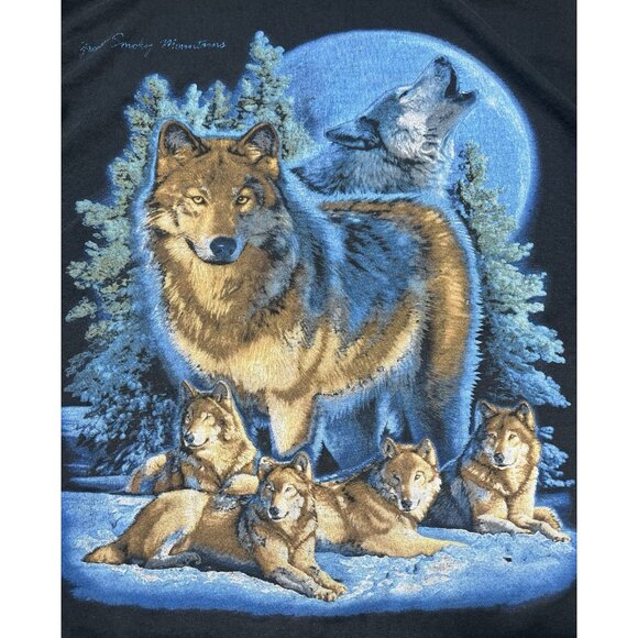 Great Smoky Mountains Wolf Pack Black T-Shirt - Men XXL *Stained - Picture 3 of 16